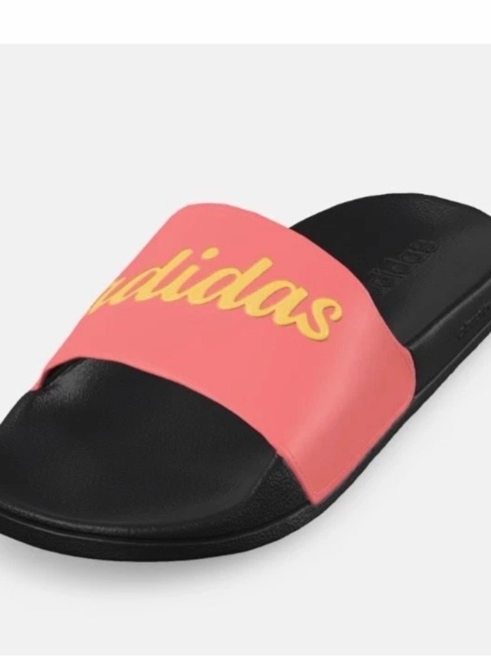 adidas Women’s Pink Slide Sandals with Yellow Logo Shower 11
